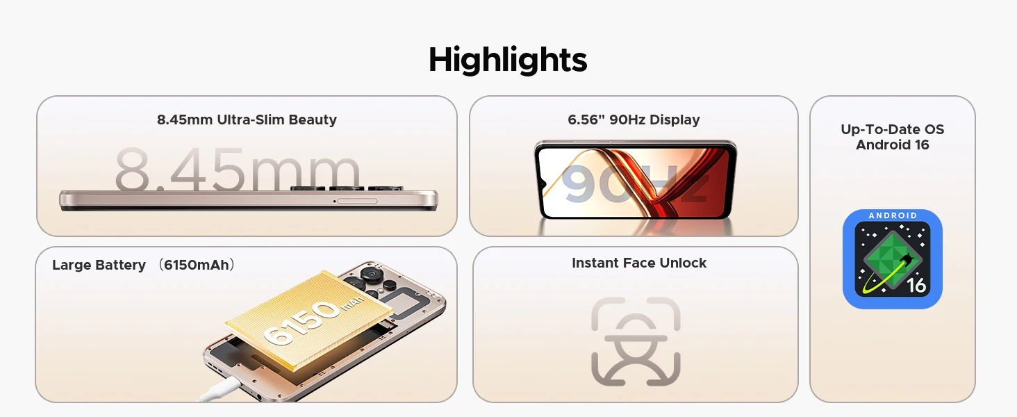 DOOGEE Note56X Lite Android 16 Smartphone 12GB+32GB 6.56" HD+ Screen 6150mAh Battery 8MP+5MP Widevine L1 NFC Cell Phone