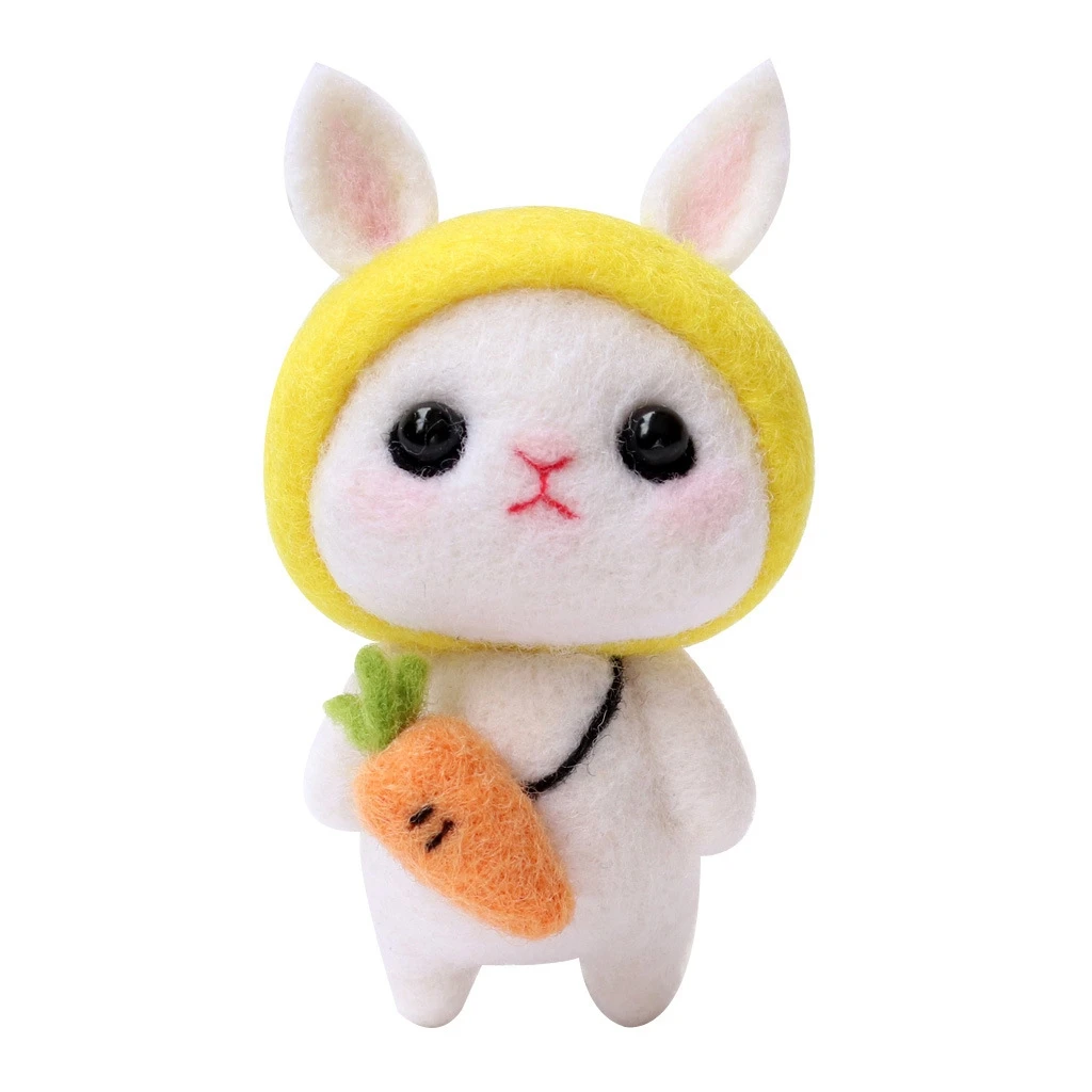 Creative Rabbit Animal Handmade Toy Doll Wool Felt Poked Kitting Non-Finished DIY Wool Felting Package