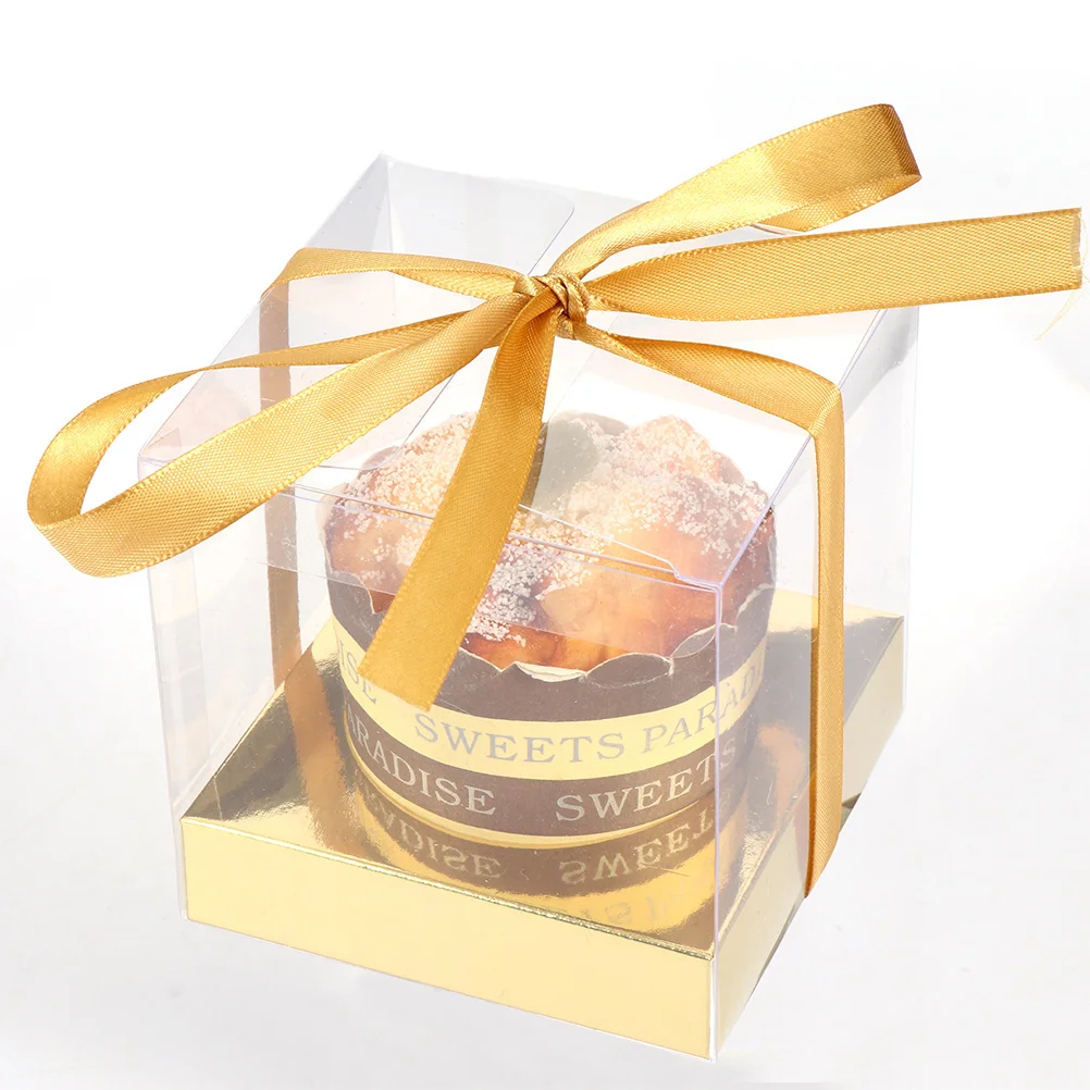 

24 Pcs Cake Packaging Boxes Lightweight Waterproof Transparent Food Storage Folding Party Supplies Pastry Tart PVC Boxes