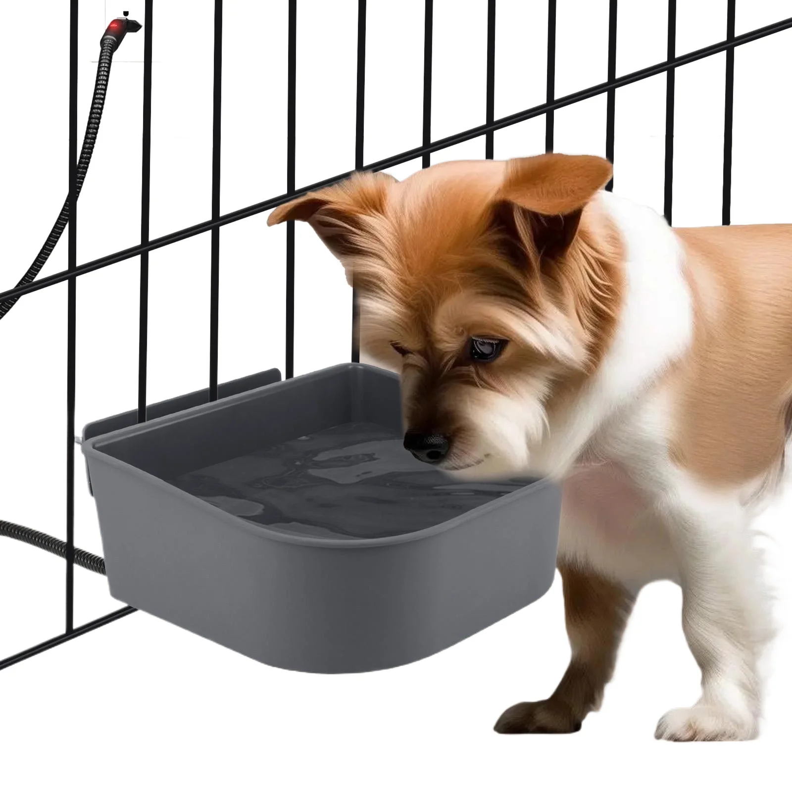 

Plastic Heated Pet Bowl 1L Heated Water Bowl Hanging Dog Water Bowl for Rabbits Dogs Cats and All Breed Sizes