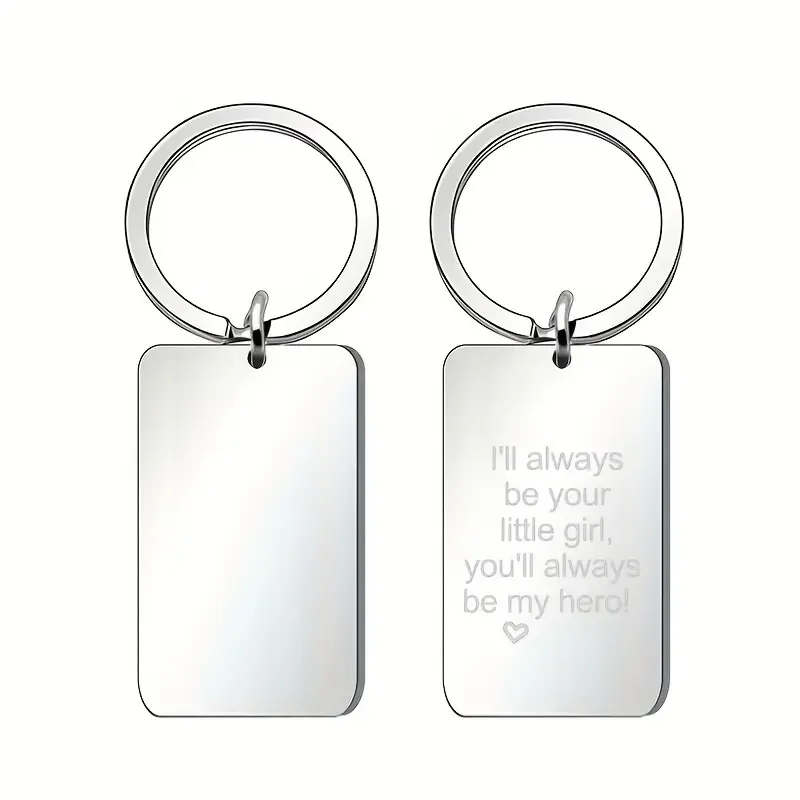 Personalised Laser Keyring, Double-Sided Customised Stainless Steel Keyring, Laser Engraving DIY Personalised Gift