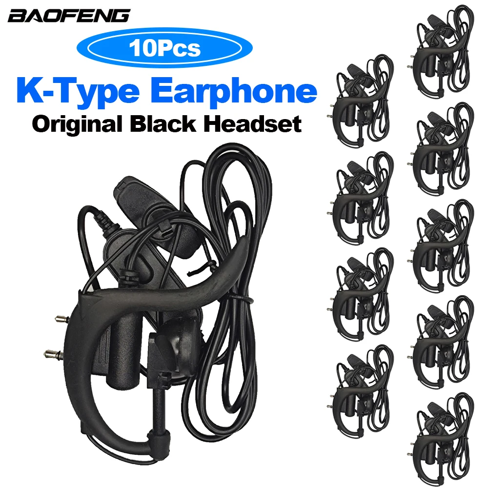 10Pcs 2 Pin K-Type Headset K-port Walkie Talkie Universal Earpiece Baofeng UV5R UV82 UV-25L UV-5RH UV-17 Two Way Radios Earphone