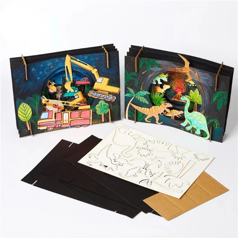 1 قطعة DIY بها بنفسك واسعة السماء المرصعة بالنجوم الحرفية لعب للأطفال ديناصور اليدوية طفل الحرف رسم لعبة اللوحة الحرفية عدة لعبة تعليمية هدية #3