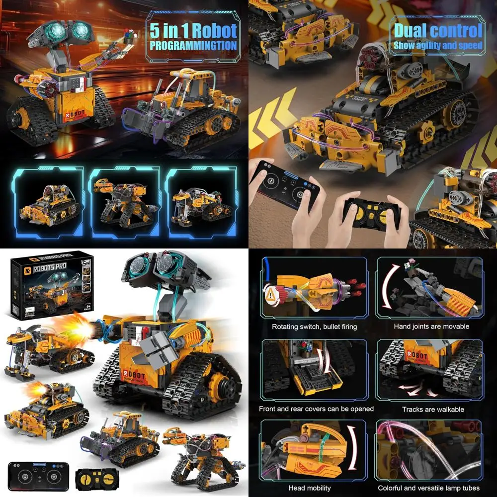 

STEM Robot Kit: 5-in-1 Remote & App-Controlled DIY Building Blocks for Ages 6-14+