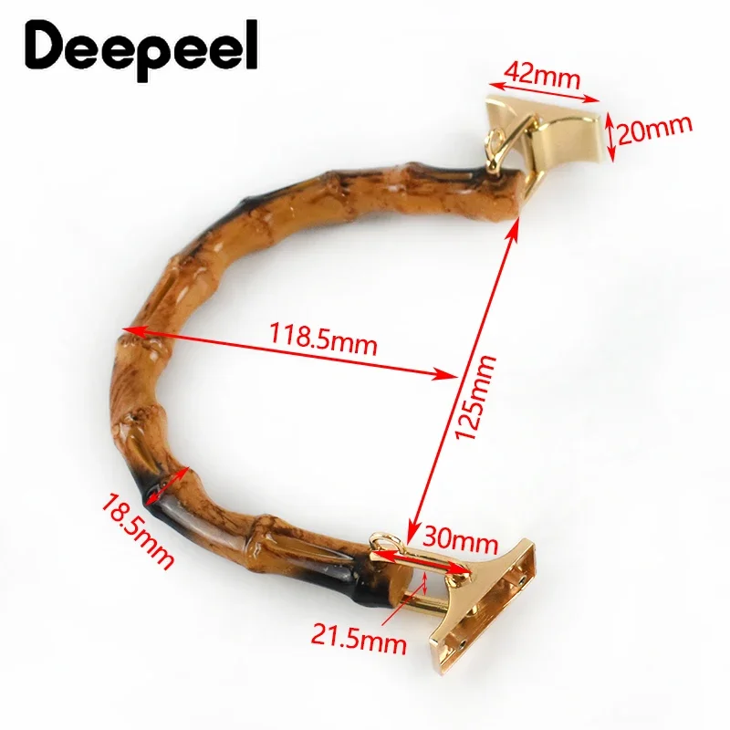 1/2Pcs Fashion Natural Plastic Bamboo Bag Handle with Metal Buckles Handles Purse Frame Kiss Clasp DIY Bags Sewing Accessories