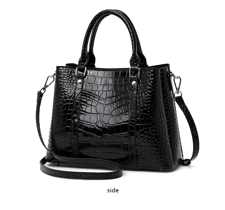 Aidani Echtleder Luxuriöse Handtasche mit Krokodilmuster für Damen, 2026 Neue Schwarze Hochwertige Große Tragetasche – Detail 8