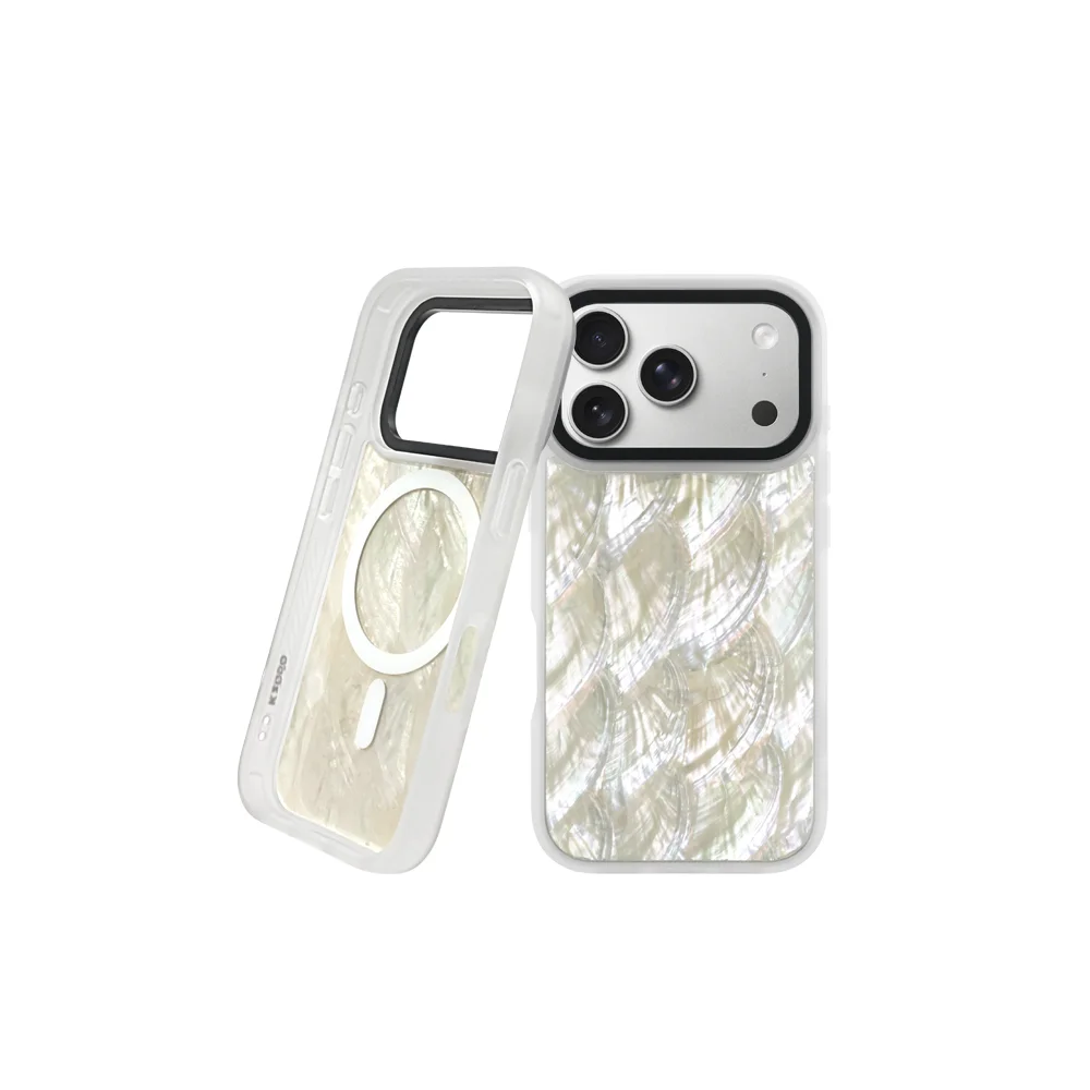 

Чехол KZDOO Mag Seashell, натуральный перламутр и морская раковина, роскошный противоударный чехол для iPhone 17, 17 Air, 17 Pro, 17 Pro Max