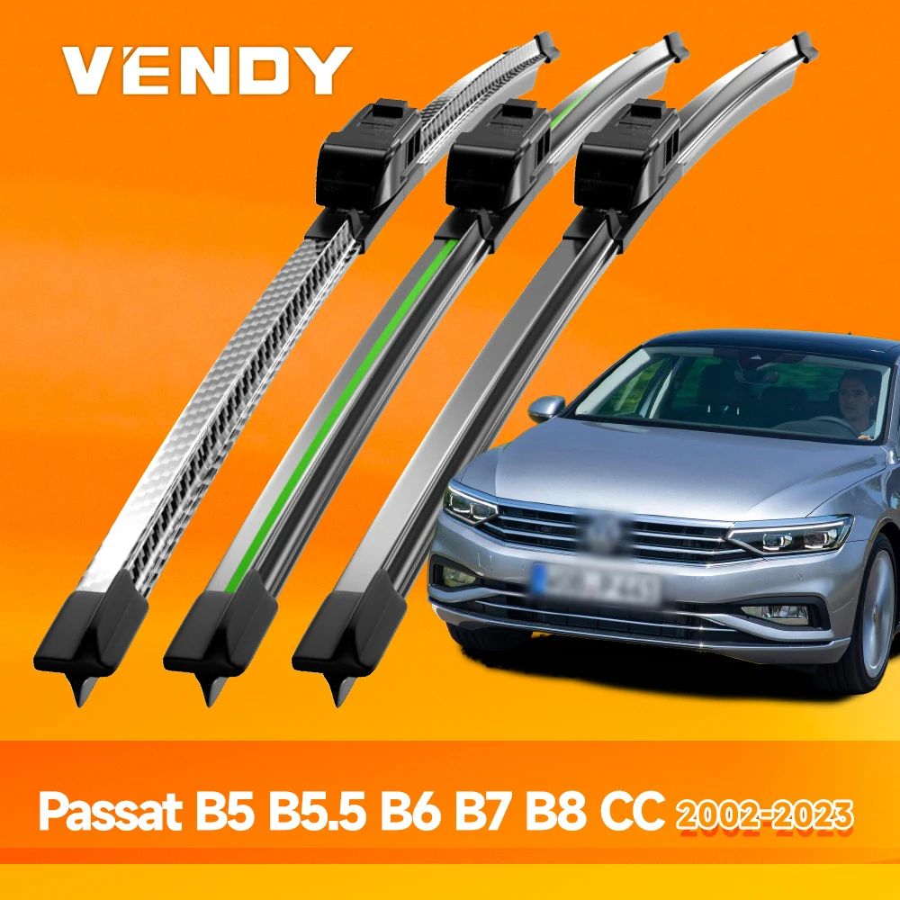 2 peças para vw passat b5 b5.5 b6 b7 b8 cc 2002-2023 lâminas de limpador de pára-brisa dianteiro acessórios de janela de pára-brisas 2006 2011 2012 2015