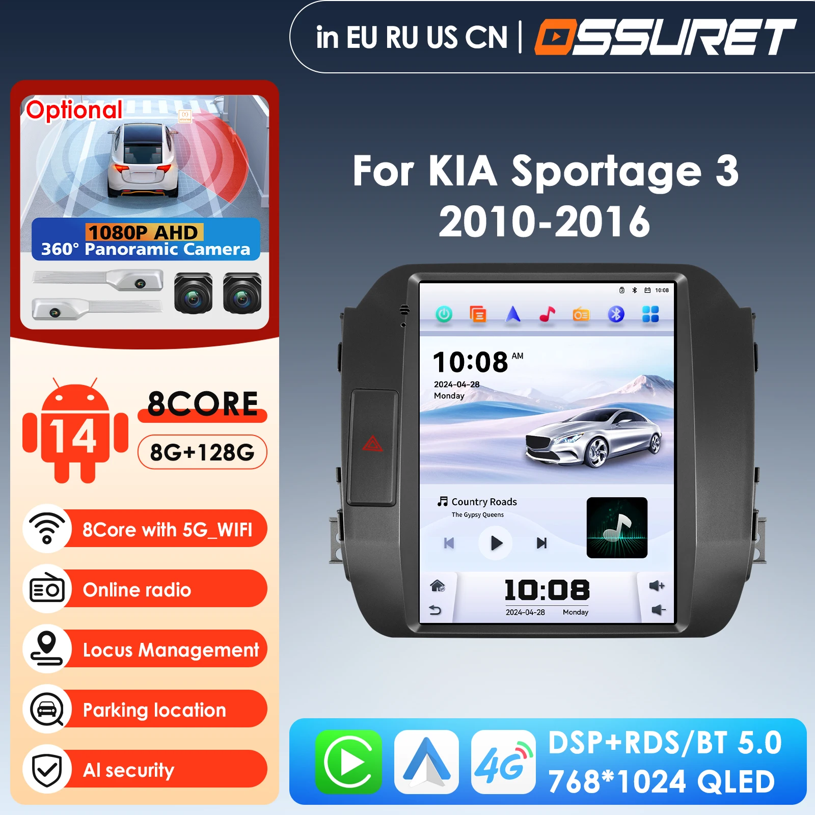 Car Intelligent Systems 9.7 inch Car Multimedia Player for KIA Sportage 3 2010-2016 Stereo Radio CarPlay Android 4G WIFI FM RDS