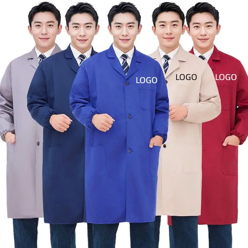 Coat Work Clothes Long Sleeves Men Print LOGO Auto Repair Machinery Cover Cleaning Clothes Dust-proof Clothes Handling Clothes