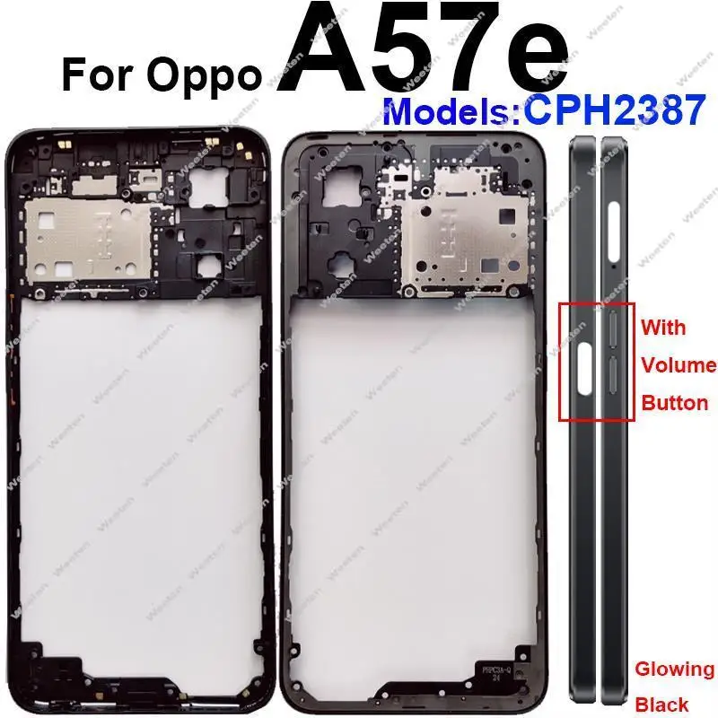 Middle Housing Frame Cover For OPPO A57 A57e A57s 4G Middle Frame Cover Bezel with Volume Button Replacement