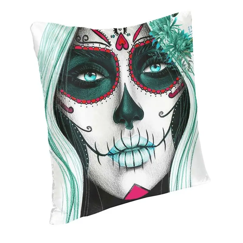 Sugar Skull Girl Cushion Cover Sofa Home Decorative Queen Of The Dead Square Throw Pillow Case 45x45