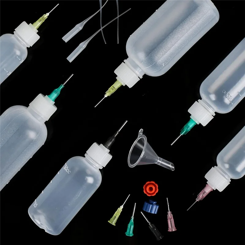 9Pcs Glue Applicator Bottles,30Ml 50Ml 100Ml Squeezable Dropper Bottles With 20 Blunt Needle Tips, 8 Caps & 4 Funnels-ABHG