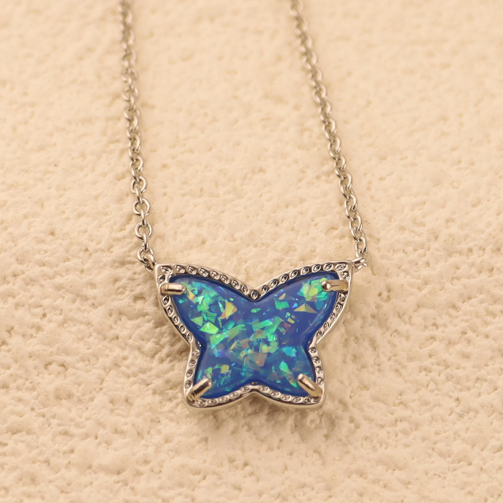 

YEEVAA Butterfly Series Mother of Pearl/Blue Crystal Pendant Necklace, Fashion Jewelry, Unique Gifts