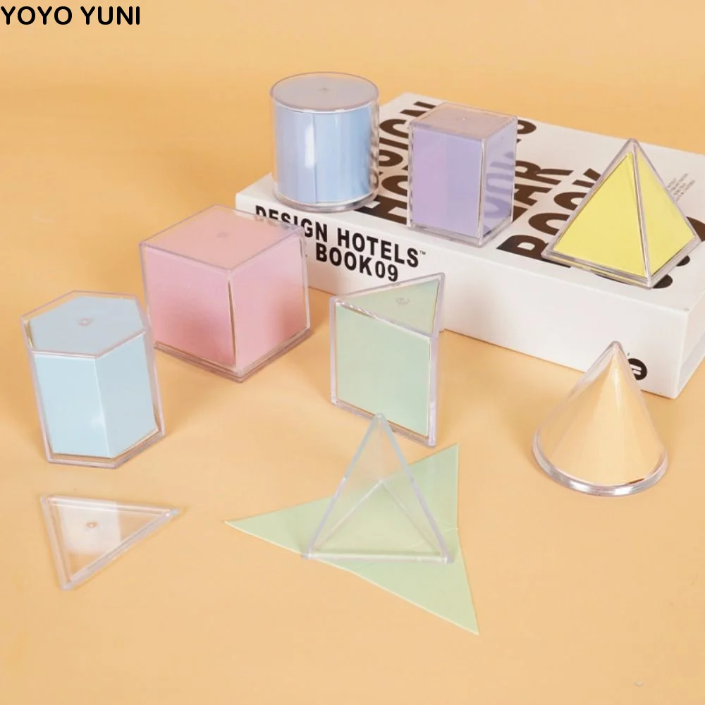 Transparent Geometric Shapes Blocks Detachable Triangular Pyramid 3D Geometric Cube Educational Stacking Game Math Toys