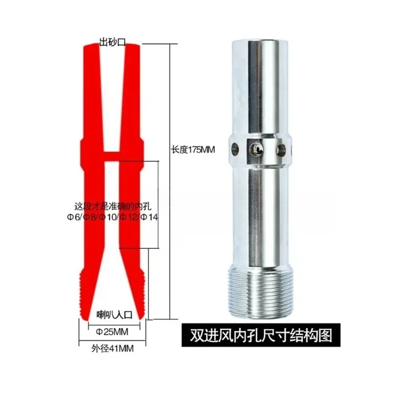 For Mobile High Pressure Sandblasting Machine Accessories, Single Air Inlet and Double Air Inlet Tungsten Steel Accessories
