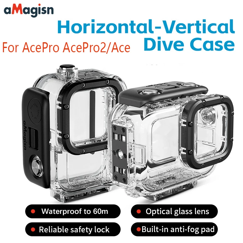 aMagisn 60M Waterproof Housing Shell Protective Waterproof Dive Case For Insta360 Ace /AcePro /AcePro2 Sports Camera Accessory