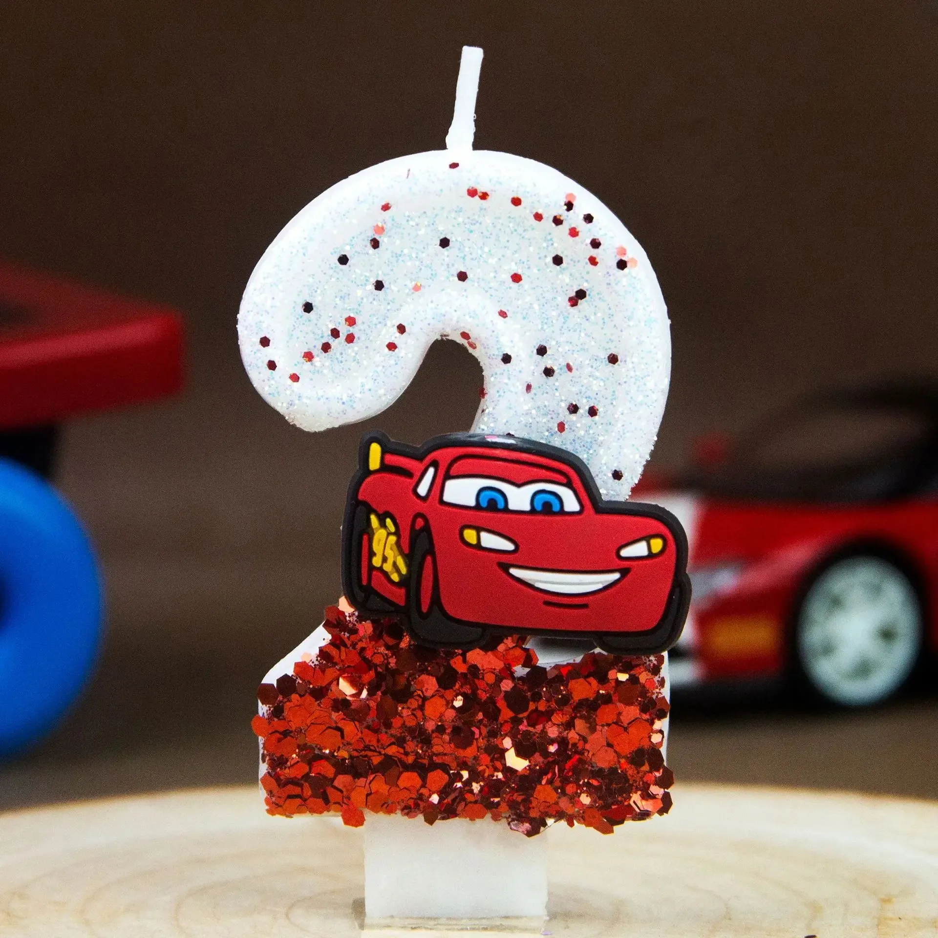 Lightning McQueen Digital Birthday Candle, 0-9 Number Racing Car Cute Cake Topper Plugin for Kids Party view 5