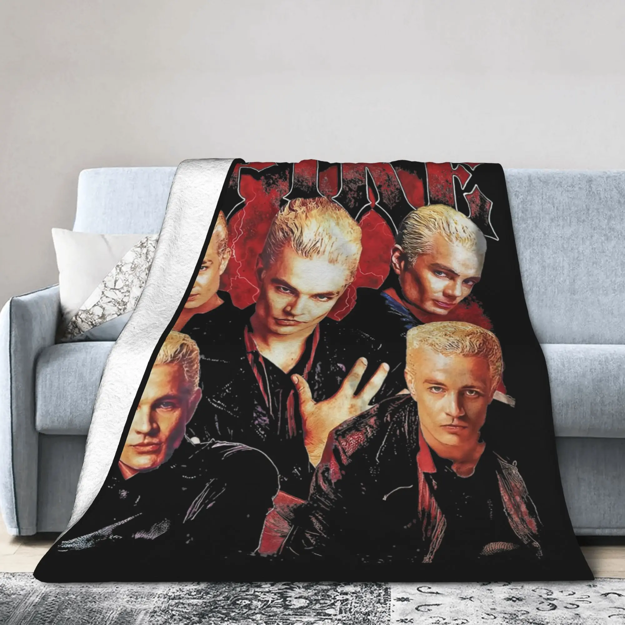 Buffys The Vampires Slayers Spike Blankets Flannel Multi-function Lightweight Throw Blankets for Bed Car Plush Thin Quilt