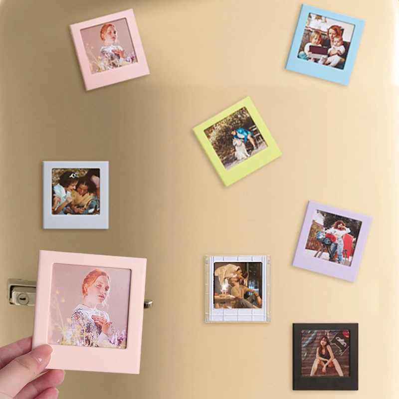 

7Pcs Square Magnetic Photo Frames, Children's Growth Commemorative Photo Frames, DIY Versatile Display Stand, Suitable for Fujifilm Instax Square Sq1 Sq6 Sq10 Sq40 Cameras, Sq Link Printers, and Square Photos, for Desktop Display, Home Office Decorations