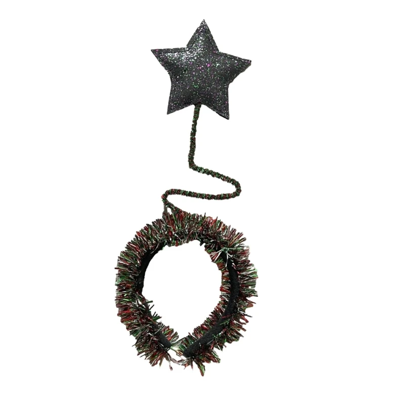 Diadema con forma estrella oropel lentejuelas, aro para encantador, tocado para actuaciones Navidad, regalos