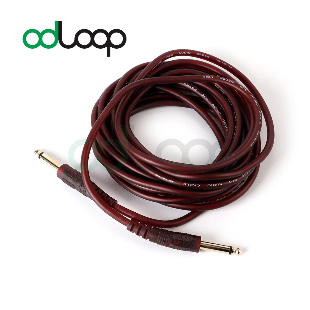 ODLOOP 5m Guitar Cable 6.35mm Mono Jack Speaker Cable Instrument Male To Male Compatible with Electric Bass Guitar Keyboard