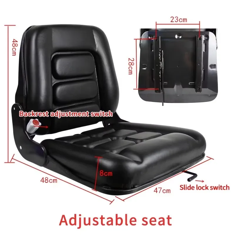 Heavy Adjustable Folding Back Forklift Seat for Tractor Bulldozer  Ergonomic Design Durable Material with Easy Installation