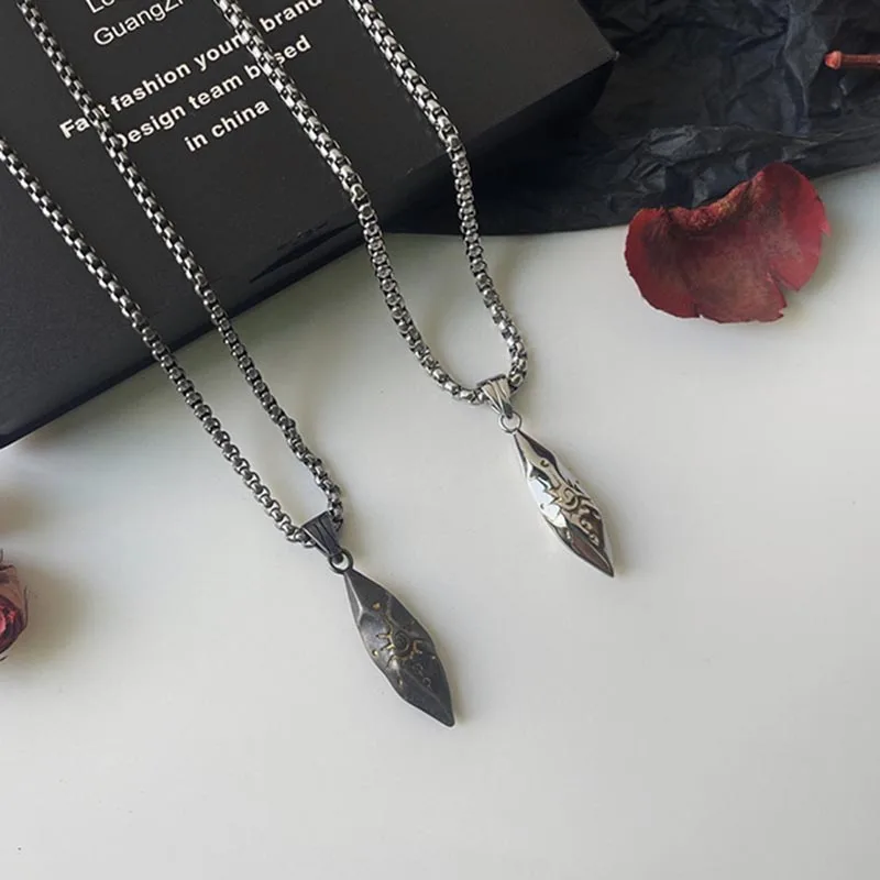 European and American Wish Meteorite Engraved Pendant Necklace for Men Hip-hop DesignTitanium Steel Long Chains Trendy Jewelry