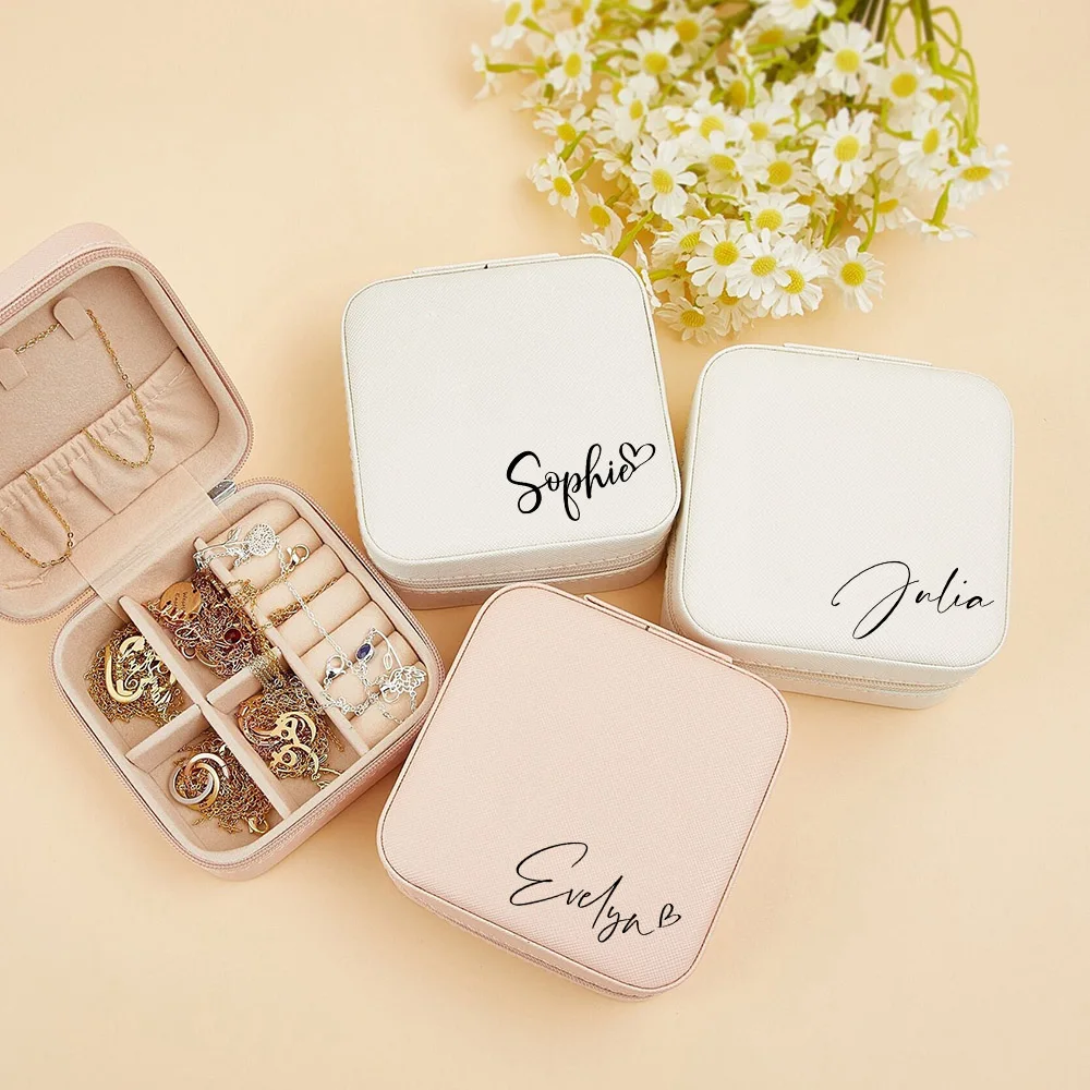 

Custom Leather Jewellery Travel Box Jewellery Organizer Travel Jewellery Case Birthday Gifts for Her Mother's Day Gift