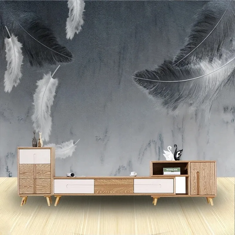 Modern 3D Feather Marble Texture Wall Mural Abstract Wallpaper for Living Room Bedroom TV Wall Background Home Décor Art