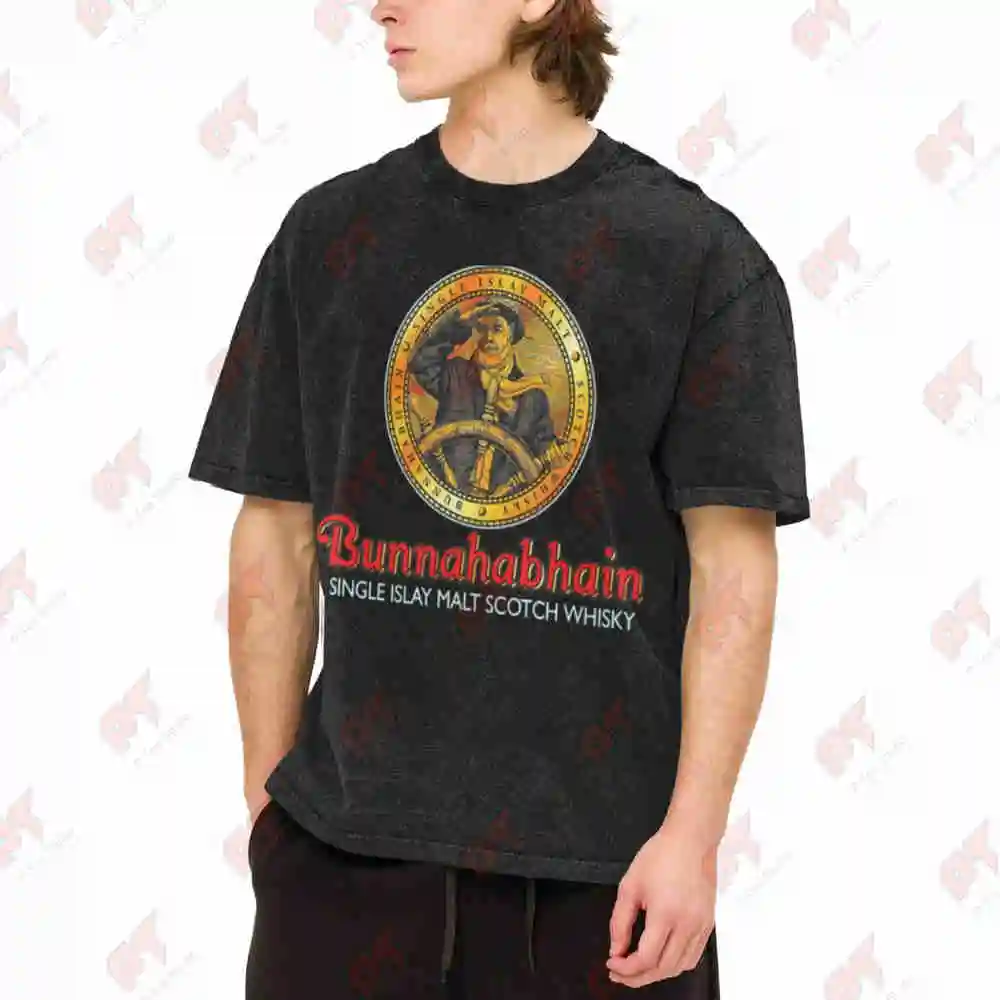 Bunnahabhain Single Islay Malt Scotch Whisky Vintage Washed Tee Pure Cotton T-Shirt