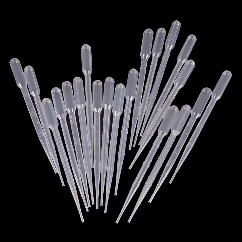 20Pcs 3ml Laboratory Pipette Plastic Disposable Transfer Pasteur Pipettes Makeup Tools Eye Dropper Clear Experiment Supplies