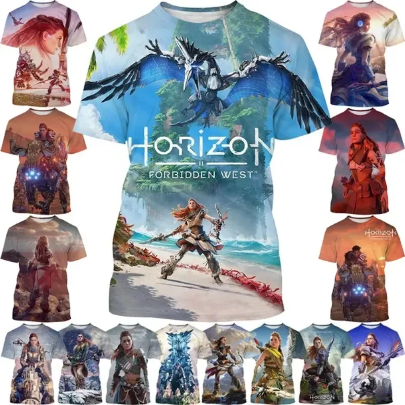 

Ggame Horizon Forbidden West 3D Printing T-shirt Anime West Extremis Men/women Hip-hop Round Neck Short-sleeved T-shirt Tee