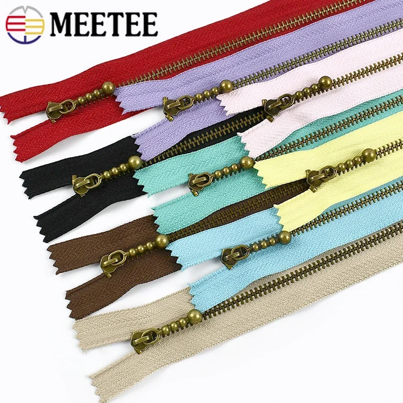 

2/5/10Pcs Meetee 3# Metal Zipper Bronze Teeth 12/15/20cm Closed-End Zippers Bag Jeans Closure Zips Repair Kits Sewing Acessories