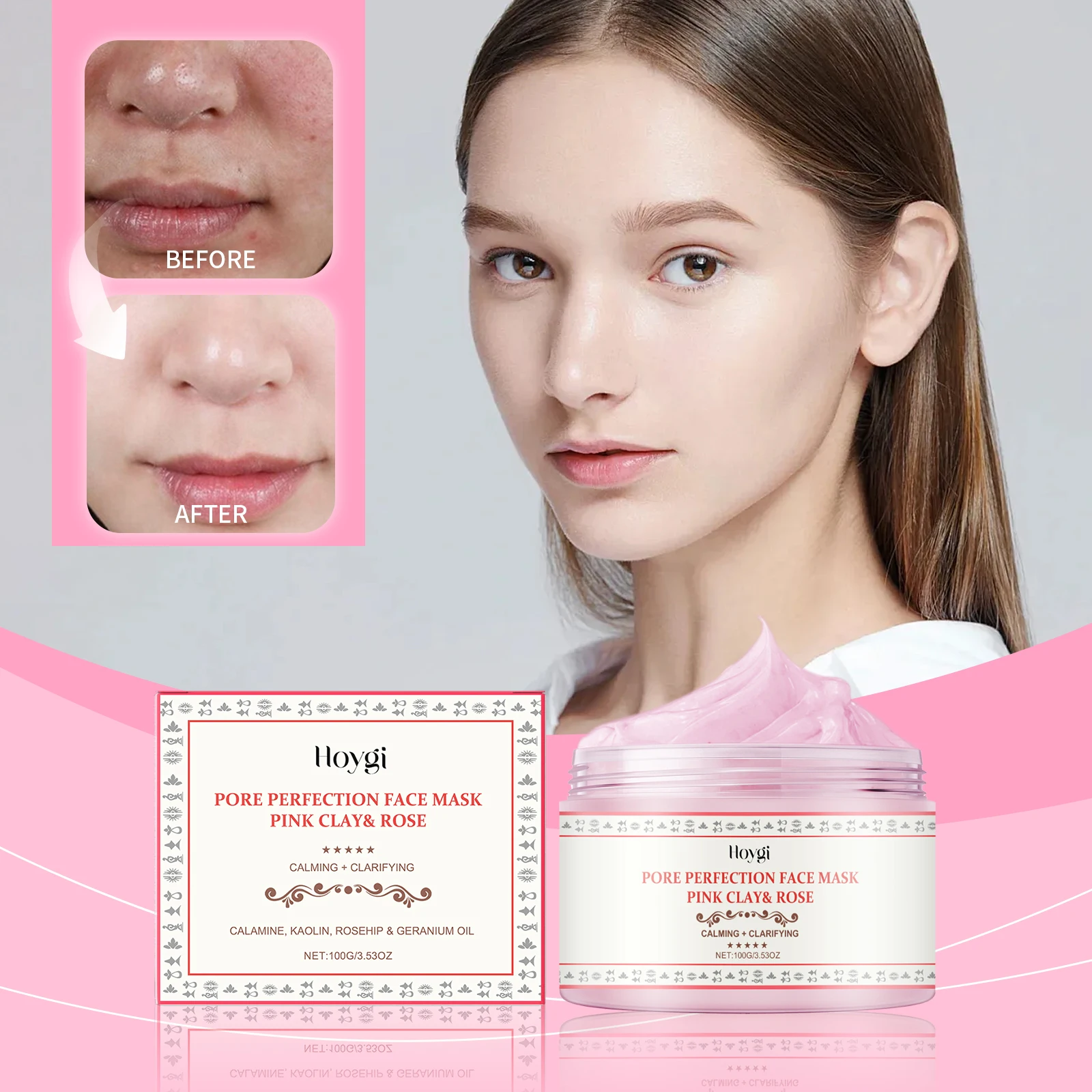Маска для лица Pore Perfection с розовой глиной и розой — глубоко очищающая глиняная маска минимизирования Фото №5