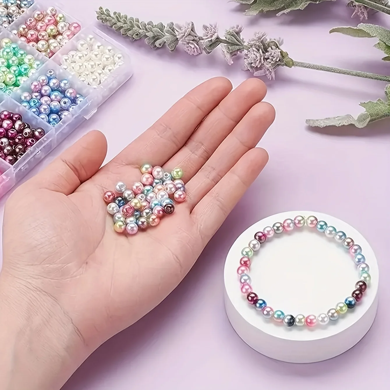 6mm dual color spray painted acrylic set box, DIY jewelry bracelet view 4
