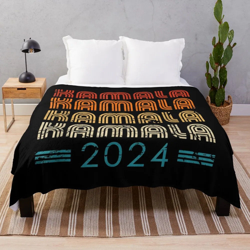 Kamala Harris 2024 Retro Vintage Election President 2024 Throw Blanket Soft Plaid Bed Fashionable Bed Blankets