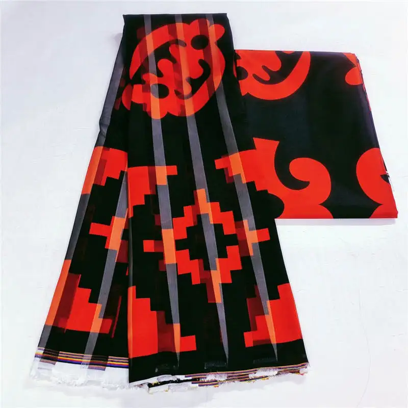 New Arrivals African Fabric Organza Satin Silk Fabric High Quality Printed Satin Fabric For Party Dress 6 Yards/lot.