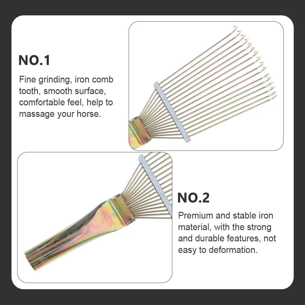 Horse Hair Brush Heavy Duty Livestock Grooming Rake for Cattle Donkeys Shedding Cleaning Massage