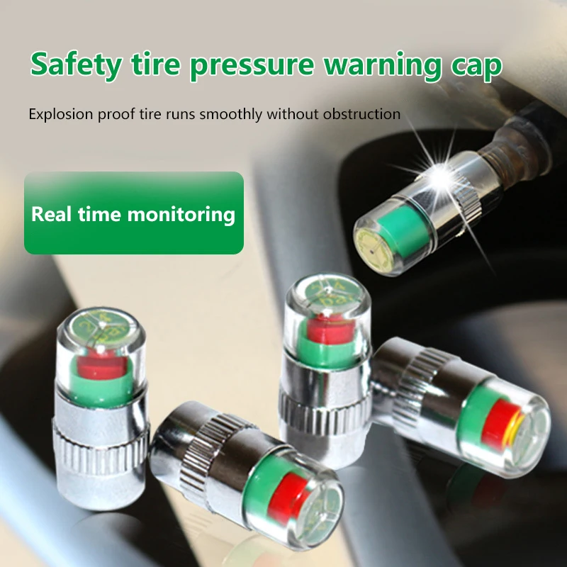 DIY Kit for Car Tyre Pressure Monitoring with Alert Caps and Valve Sensor.