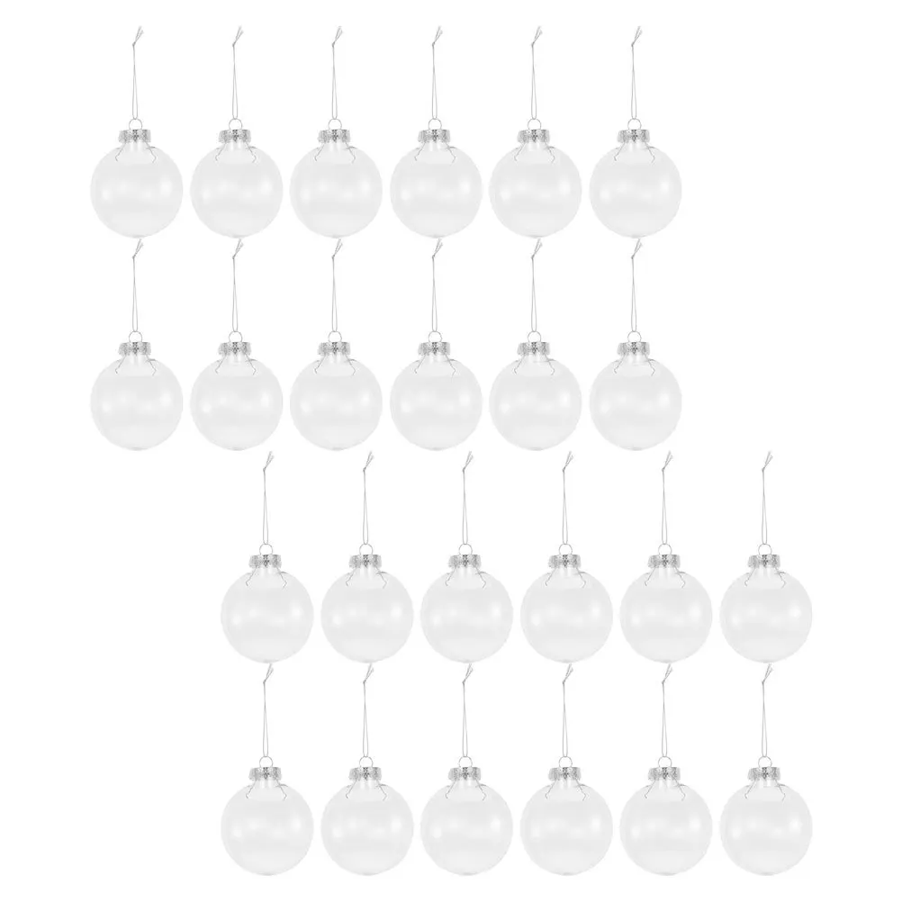 

24pcs Christmas Decoration Balls Clear Flat Oval Plastic Ornaments For Diy Crafts Tree Window Table Decor Fillable Transparent
