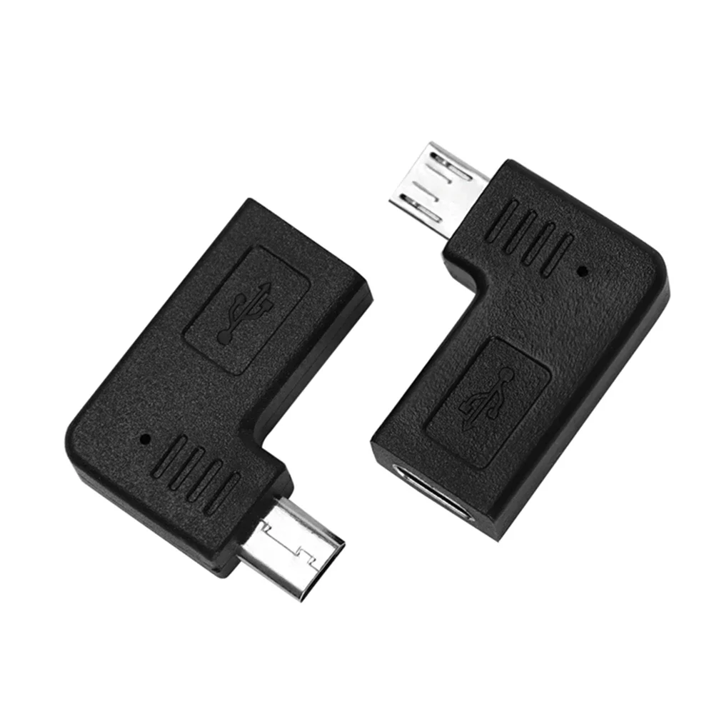 USB-C data adapter female to Micro USB 2.0 male 5-pin, 90 degree left and right angles