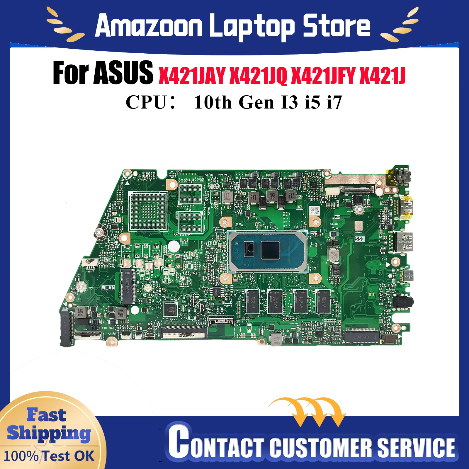 

X421JA Материнская плата для ноутбука ASUS X421JP X421JFY R421J X421J I421J S433J X413J X421JQ X421JAY Материнская плата с 10-го поколения I3 i5 i7