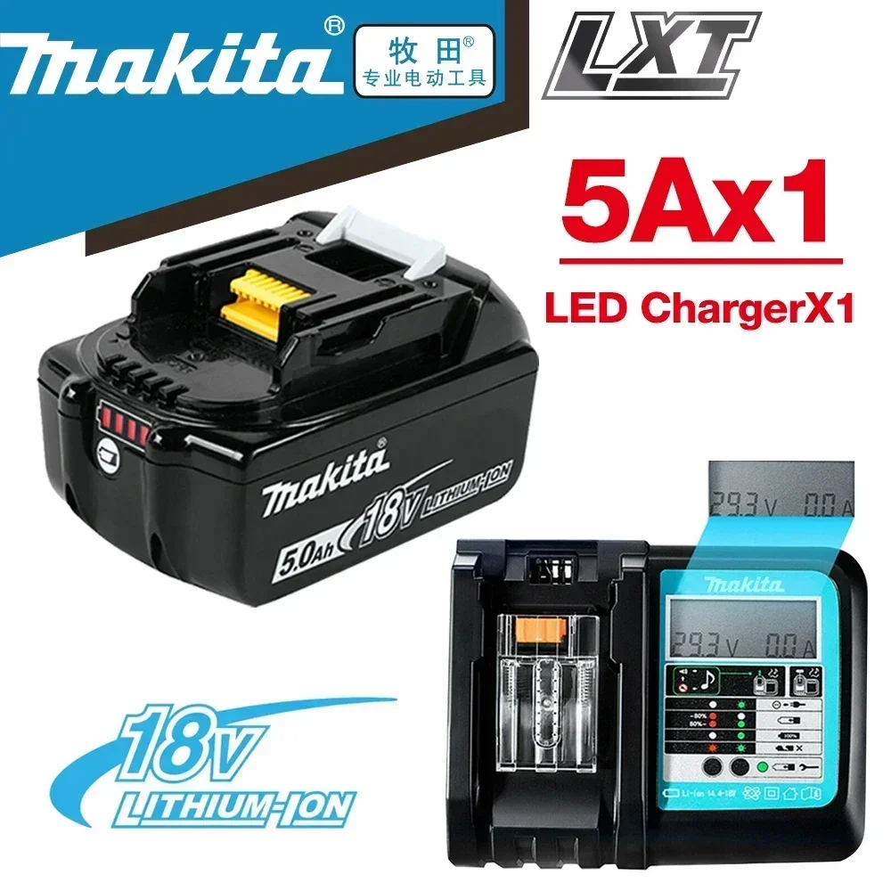 Batería recargable para herramientas eléctricas Makita, 100% Original, LED reemplazable de iones de litio, 6,0 Ah, 18V, LXT