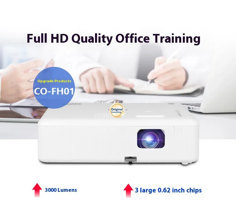 CO-W01 Compatible Projector, 3000 Lumens High Bright HD Projector for Conference Home Education