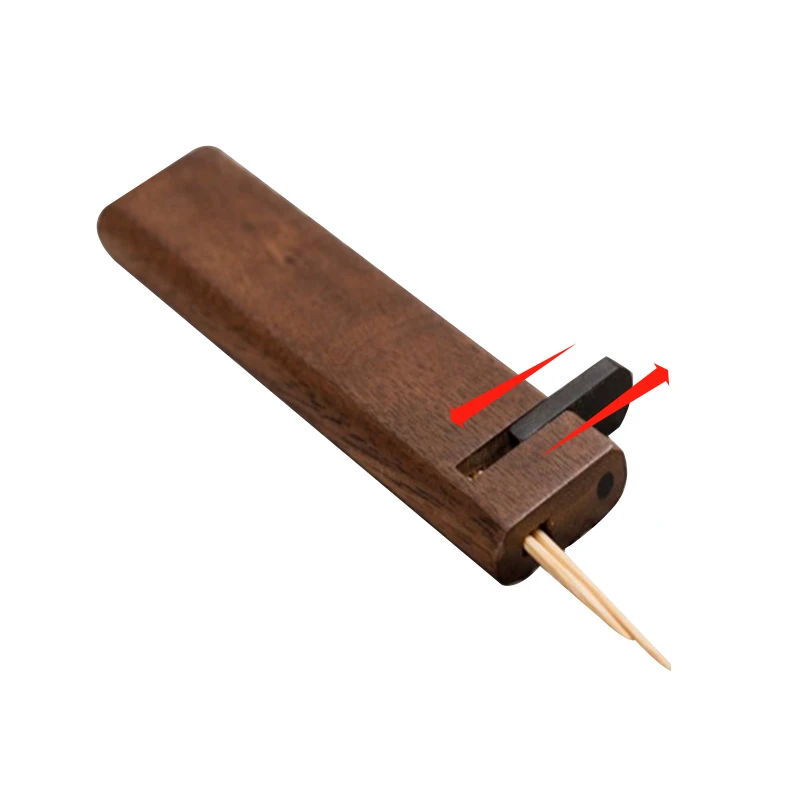 Zahnstocherhalter aus natürlichem Walnussholz, Zahnstocherbox aus Holz, tragbarer Zahnstocher-Aufbewahrungskoffer, Nadeletui für Outdoor-Reisen – Detail 6