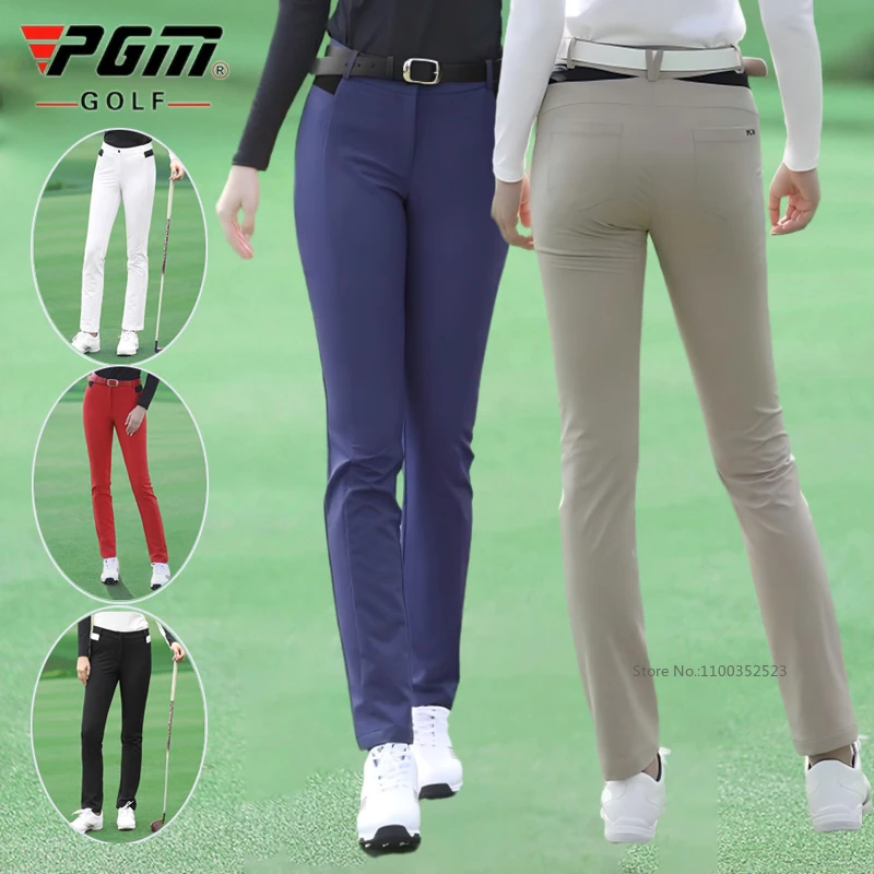

PGM Autumn Winter Ladies Golf Pants Women Warm Fleece Slim Sport Trousers Windproof Elastic Tennis Pants Golf Apparel XS-XL