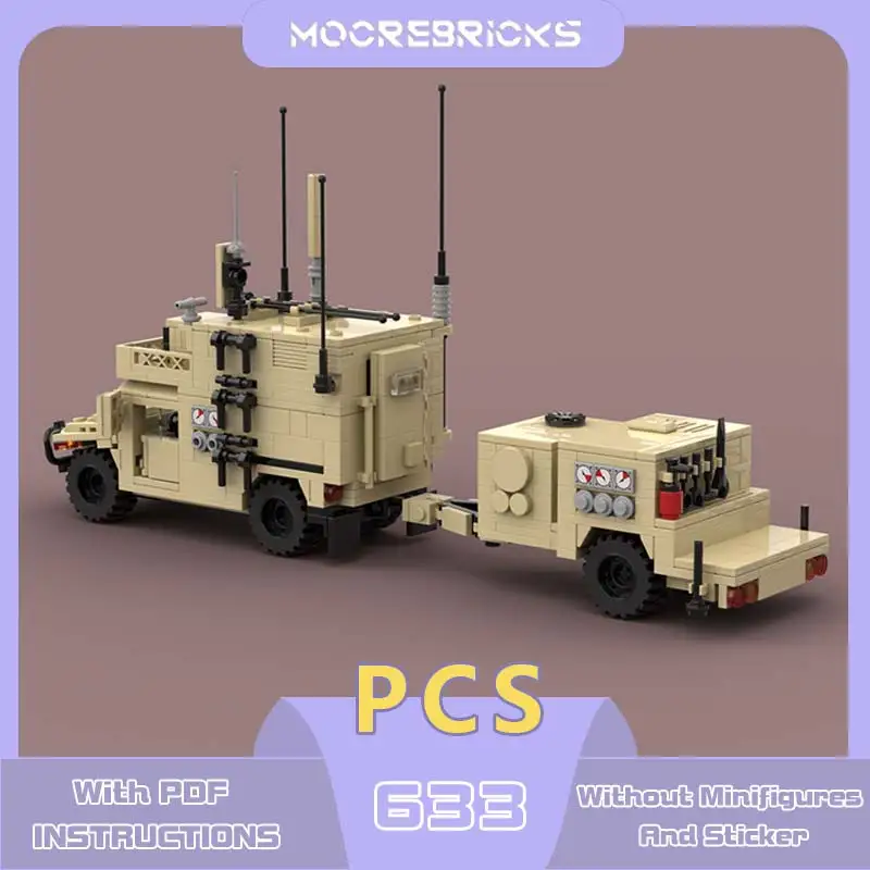 MOC-188905 Army Shelter Carrier HMMWV And Generator Trailer Building Blocks Battle Series Model Bricks Classic Toy Kids Gift