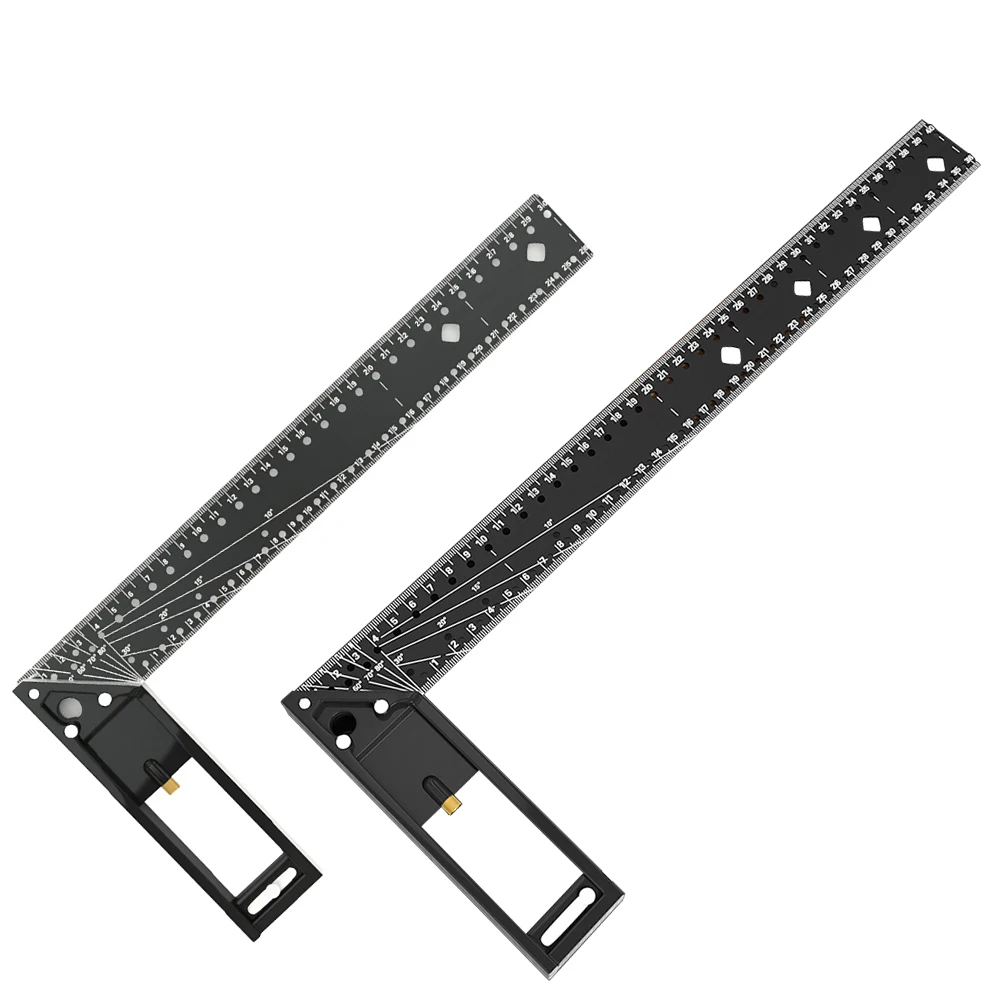 

Carpenter Square Hole Scribing Ruler Anti-Falling Carbon Steel 90 Degree Multi-Angle Measuring Ruler Home Woodworking Tool