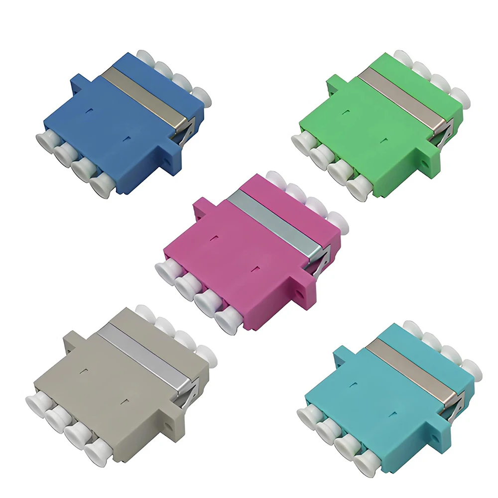 50pcs/lot Quadruple LC-LC UPC/APC Fiber Optic Adapter Coupler SM/MM/OM3/OM4 Flange FTTH for Data Center Plastic All-in-One